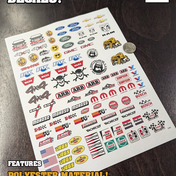 Crawler Decals (Set-01) for Radio Control or Diorama at 1/10, 1/12 Scale Vehicles