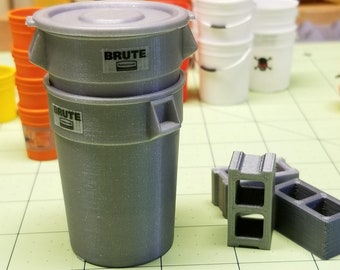 Set of Two (2) 1/24 Scale Brute Trash Cans!