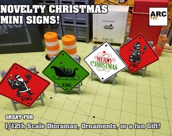 Miniature 1/12 Scale Christmas "Construction" Signs!!
