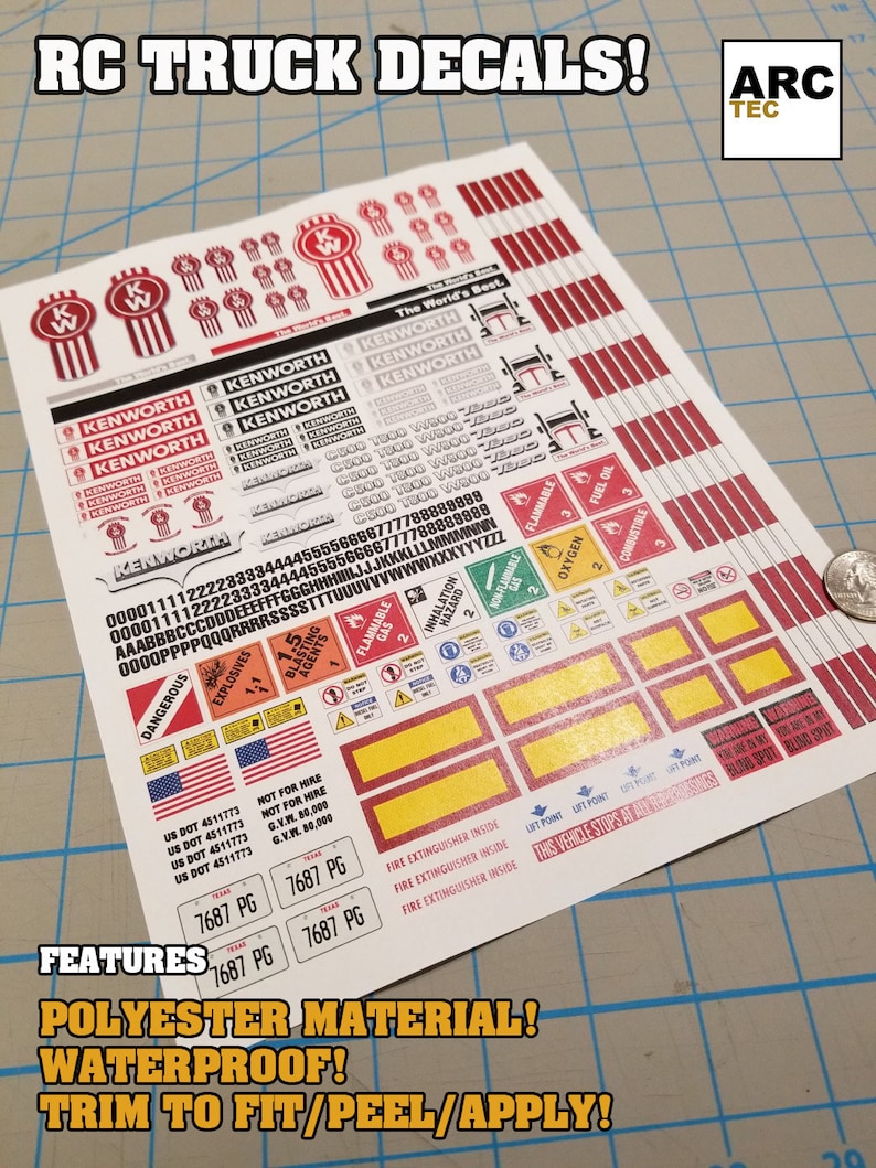 Kenworth Semi Truck RC Decals 1/12 1/14 1/16 Scale Etsy