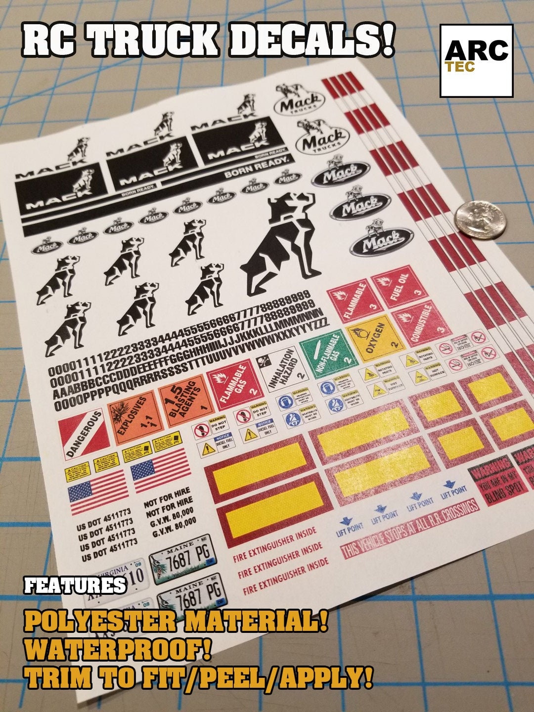 Mack Semi Truck RC Decals 1/12, 1/14, 1/16 Scale - Etsy