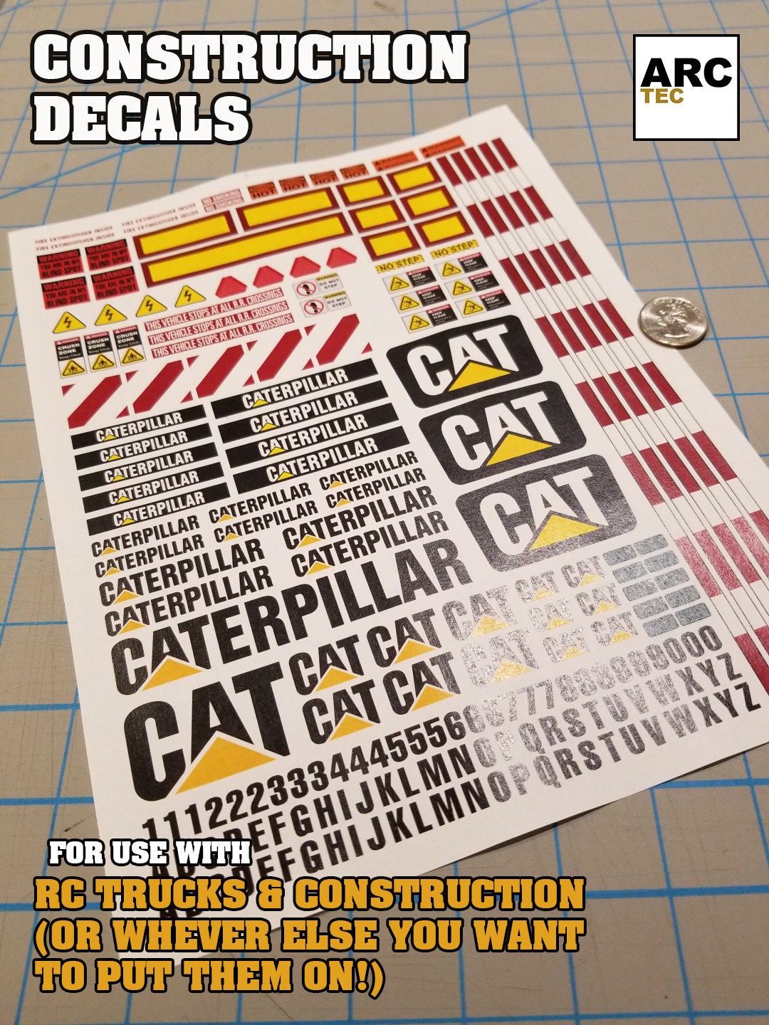 RC Caterpillar Construction Decals 1/12 1/14 1/16 Scale Etsy