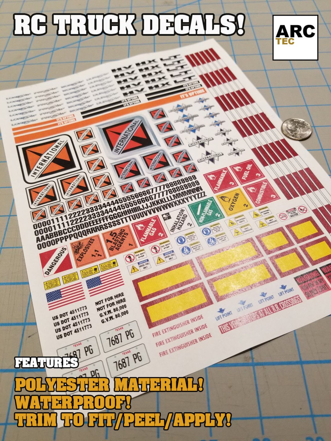 International Semi Truck RC Decals 1/12 1/14 1/16 Scale Etsy