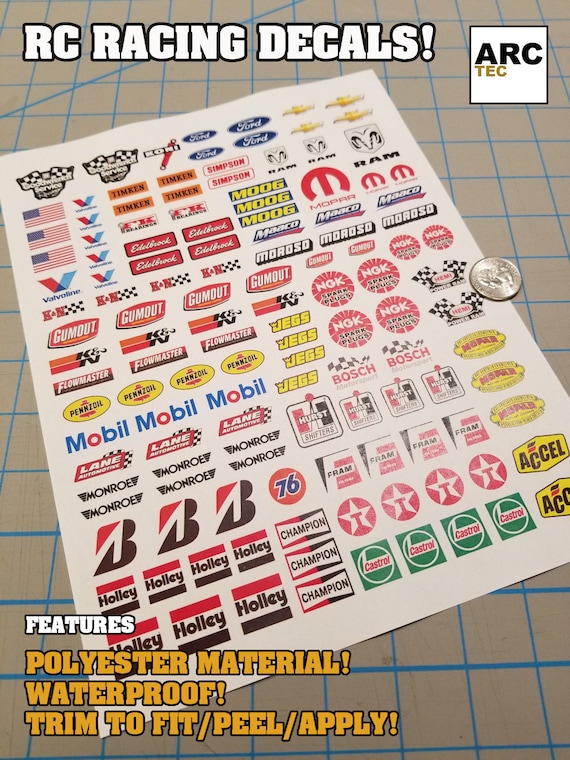 1/10、1/12スケール車両用RCレーシングデカール（セット-01