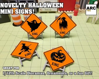 Miniature 1/12 Scale Halloween "Construction" Signs!!
