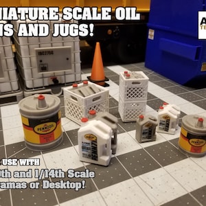 Miniature Oil Cans and Jugs for RC Construction and Dioramas (1/6, 1/10, 1/14 Scale)