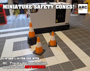 Miniature Multi-Color Safety Cones 1/10 and 1/14 Scale Set of 8