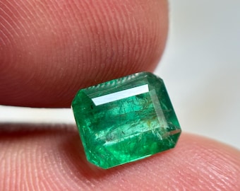 Emerald Cut Stone 1.50 Carat, Natural Green Zambian Gemstone
