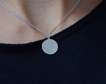 Dainty constellation necklace Zodiac sign necklace Gold coin necklace with diamond