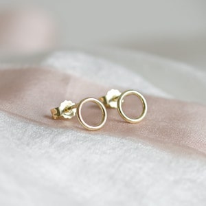 Open circle stud earrings, Rose gold earrings, Slim round earrings image 3