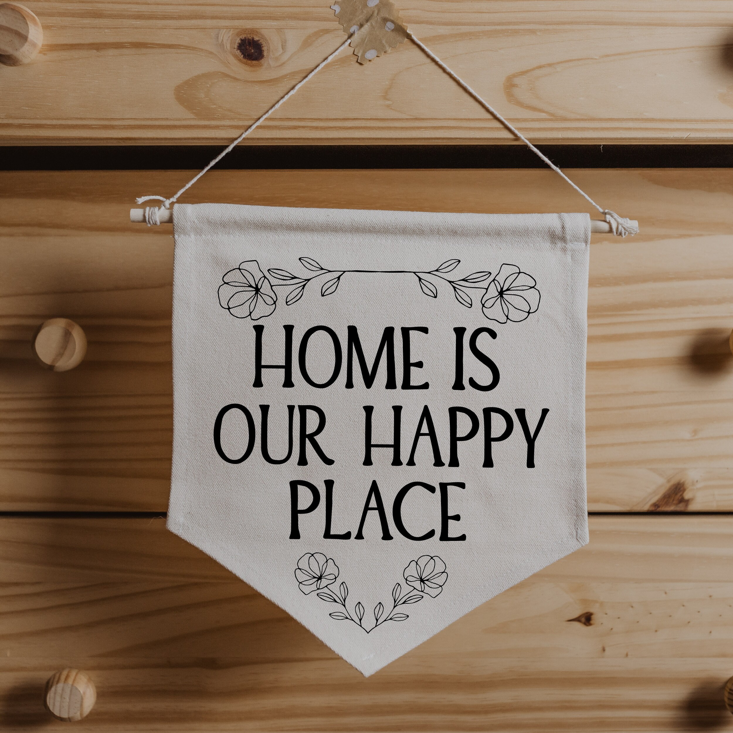 Home is our happy place Banner Wall hanging Minimal Etsy
