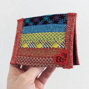 Cartera de cuerda de arcoíris, regalo de escalador, cartera reciclada, cartera para tarjetas, minicartera, cartera de cuerda de escalada retirada