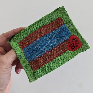 Cartera de cuerda verde naranja y azul, regalo de escalador de roca, billetera reciclada, billetera de tarjeta, mini billetera, billetera de cuerda de escalada retirada