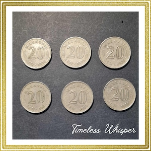 Lot of 6 Vintage Malaysia 20 Sen Coins (1967–1988) – Collectible Old Coins