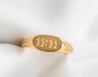 Anillo de acero inoxidable 11:11 - Joyería con número angelical