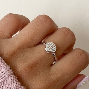 Seashell Ring, 925 Sterling Silver Ring, Shell Ring, Tarnish Resistant Ring, Water Resistant, Ocean Jewelry, Silver Ring, Sea Lover Gift image 1