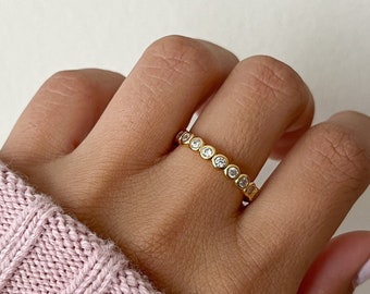18K Gold Plated Ring, Gold Band Ring For Women, Delicate Gold Ring, Dainty Cubic Zirconia Ring, Gift for Bridesmaid