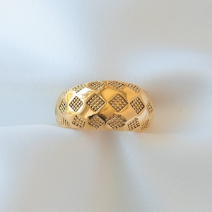 Gold Statement Ring, anlauffreier Ring, Edelstahl Ring, Gold Siegelring, Chunky Band Ring, Wasserdicht