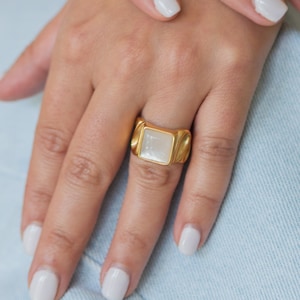 Anello con sigillo in oro: fascia spessa in acciaio inossidabile, stile vintage