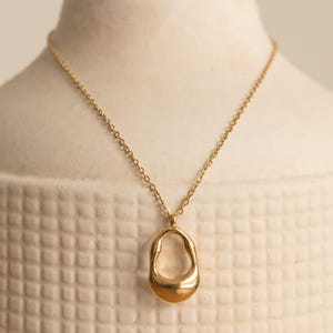 Collana con ciondolo ovale in oro 18 carati: acciaio inossidabile resistente all'acqua