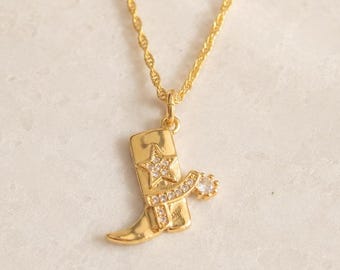 Western Boot Necklace | Star Charm Pendant | Cowgirl Gift
