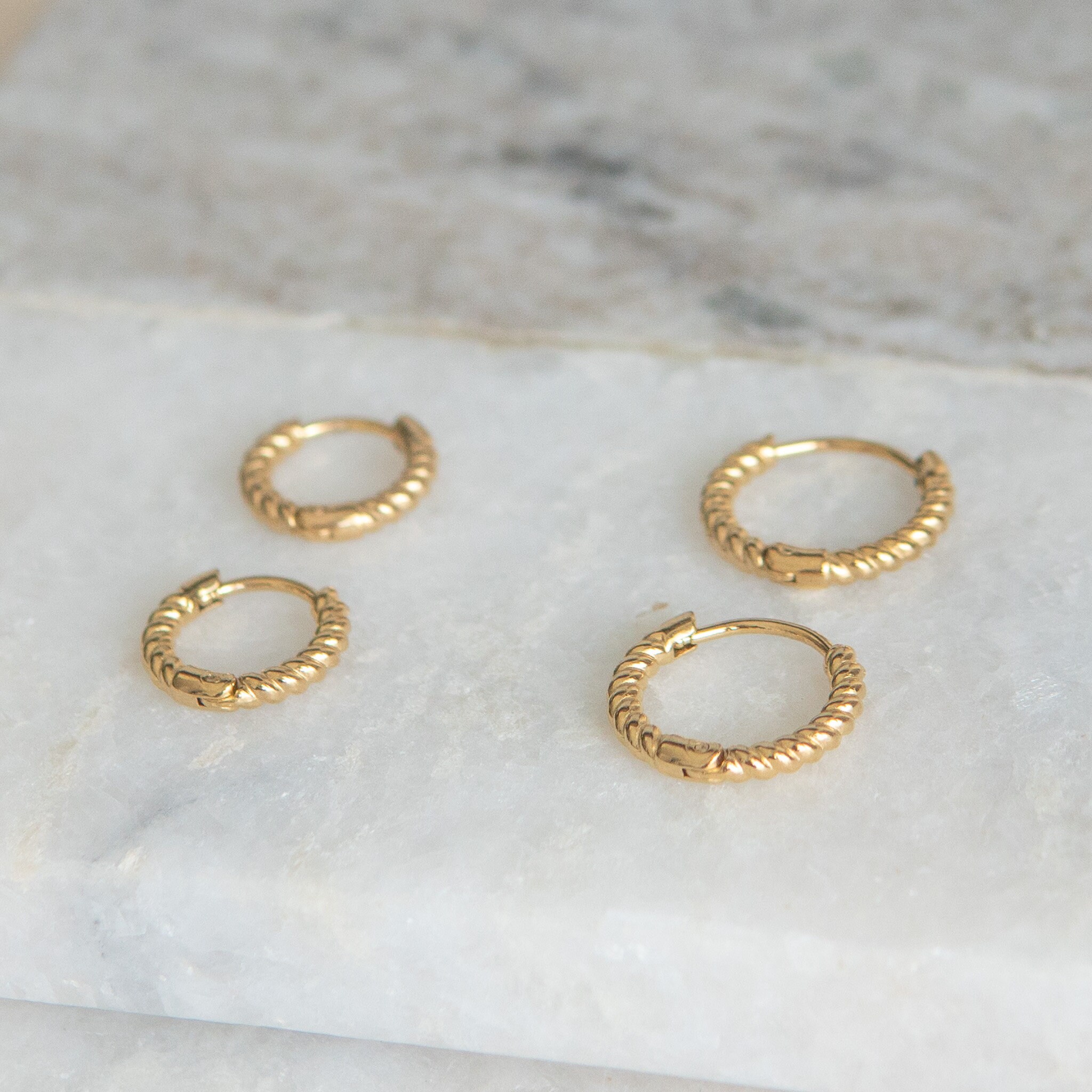 thumbnail image 2 of Gold 18k Open Hoop • Earrings Hypoallergenic Titanium • Fill 18k Gold Plated Simple • Dainty Minimalist - UK 2 of 10