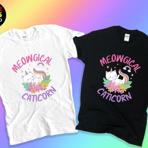 Meowgical Caticorn Shirt,Caticorn Unicorn Tee,Unicorn Cat Tshirt,Cat Lover Gift Shirt,Rainbow Caticorn,Short-Sleeve Unisex T-Shirt