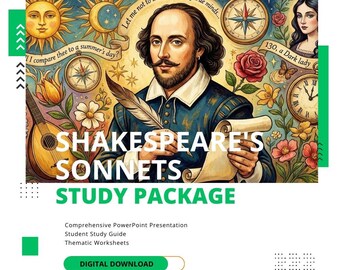 SHAKESPEARE'S SONNETS Poetry Study Pack - PowerPoint, Study Guide, Worksheets, Essay Prompts - High School English Digital Download