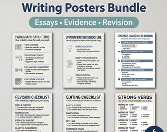 Grades 6–8 Academic Writing Posters Bundle | Essays, Evidence & Revision