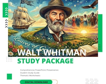 WALT WHITMAN Poetry Study Pack - PowerPoint Presentation, Study Guide, Worksheets, Essay Prompts - High School ELA Digital Download