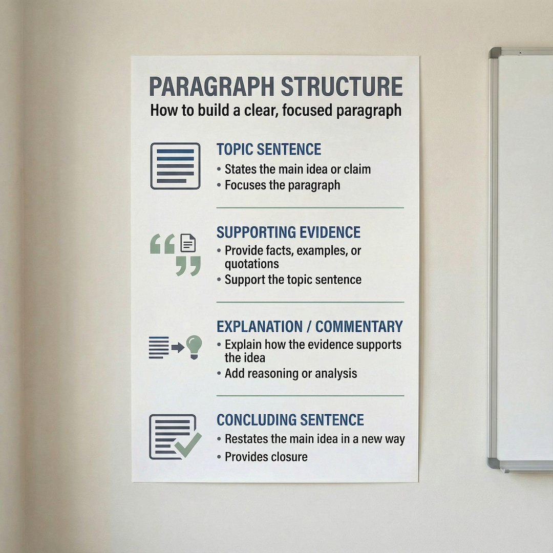 Grades 6–8 Paragraph Structure Poster | Evidence-based Writing Guide - Etsy