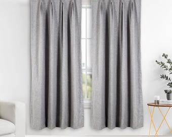 Natural Linen Curtains Custom-Size, Window Curtain-panel with Tape for Rings, Semi-Blackout Curtains Light Filtering