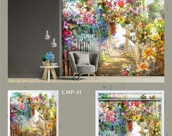 Watercolor Floral Peel and Stick Wallpaper | 3D Botanical Wall Art | Multicolor Textured Design for Modern Homes