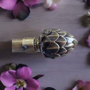 Curtain rod finial. Finials for bed posts. Appliance pulls with finials. Mokume rod. Wrought iron curtain rod. for 1 inch diameter
