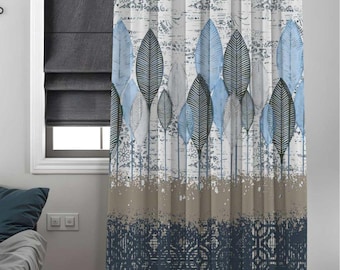 Leaf Print Blackout Curtain Panel: Custom Size Polyester Curtains