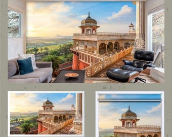 Agra Fort Wallpaper Mural | Indian Peel and Stick Wall Decor | Mughal Heritage Custom Sizing