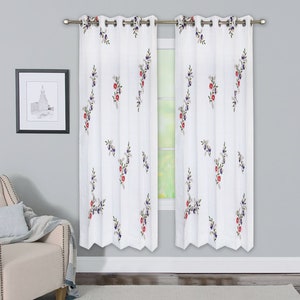 eyelet curtain with tassels | simple cafe curtains | pencil pleat doorway curtain | extra long semi sheer curtains | sheer linen drapes