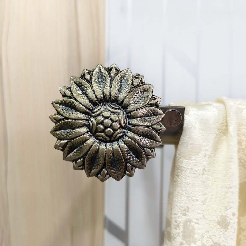 Solid Brass Curtain Finial: Lotus Flower, Antique Vintage Style - Etsy