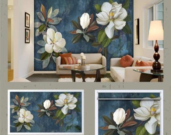 Jasmine Flower Blue Textured Peel and Stick Wallpaper | Serene Charm for Walls, Floral Design