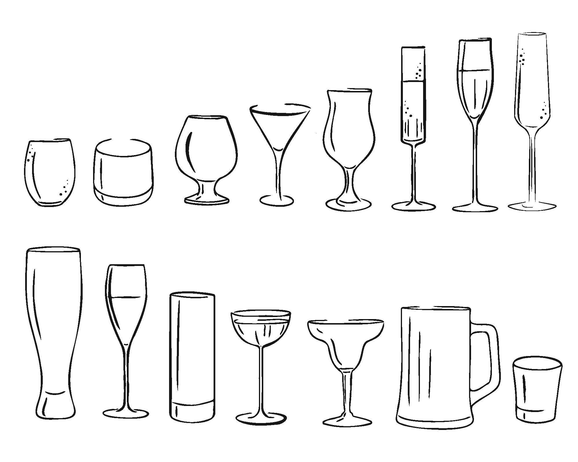 Drinking Glasses SVG, Glass PNG, Mug DXF, Wine Glass Clipart, EPS By ...