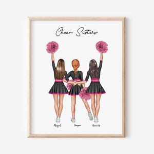 Personalized Cheerleader Bestie Print, Best Friend Cheerleader Gift, Custom Cheerleader Print, Best Friends Gift,Cheer Gift,Custom Squad Art