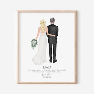 Personalized Gift for Father of the Bride, Family Wedding Gift for Dad, Bride and Dad Portrait Print, Family Wedding Print