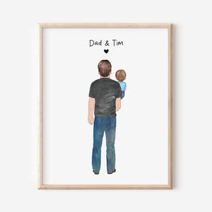 Custom Dad and Baby Portrait, Father&#39;s Day Gift, New Dad Gift, Father Birthday Gift, Digital Family Portrait, Christmas Gift, Gift for Him