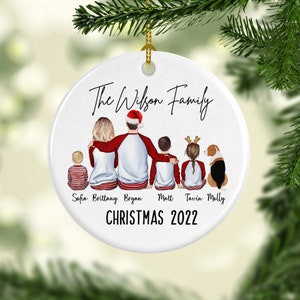 Personalized Pajamas Family Christmas Ornament, Family With Kids Baby Ornament, Fur Family Ornament, Custom Family Ornament