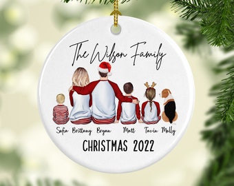 Personalized Family Christmas Ornament, Family With Kids Baby Ornament, Fur Family Ornament, Custom Family Ornament, Dog Family Ornament