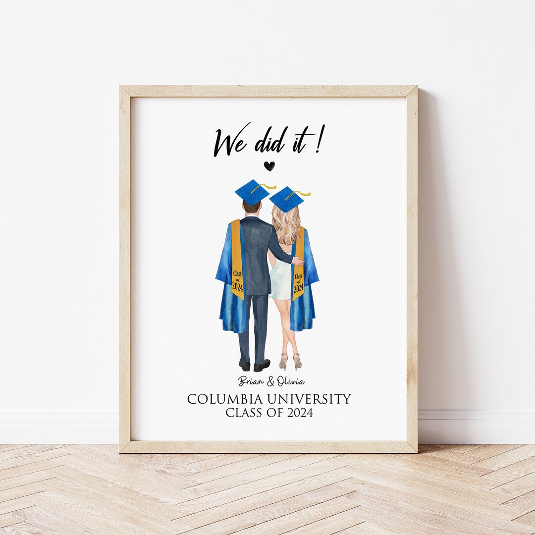 Graduation Single Personalized Couple Graduation Portrait Print, Graduation Gift for ...