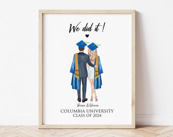 Personalized Couple Graduation Portrait Print, Graduation Gift for Couple, Graduation Gift for Girlfriend, Gift for Boyfriend