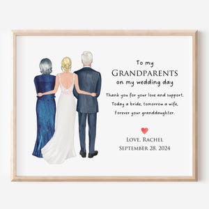 Personalized Portrait Print For Grandparents of Bride, To My Grandparents On My Wedding Day, Wedding Gift For Grandparents of Bride