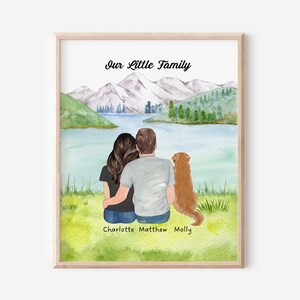 Personalized Family Portrait Print, Family With Pets Wall Art, Gift for Him, Gift for Her, Family Anniversary Gift, Mothers Day Gift