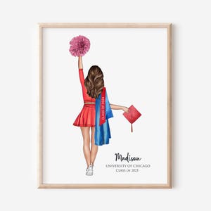 Personalized Cheerleader Graduation Print, Cheerleader Portrait Print, Cheerleader Graduation Gift, Cheerleader Gift, Custom Cheer Printable